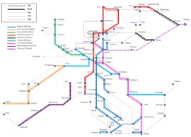 The 9 selected corridors in 'metro' format